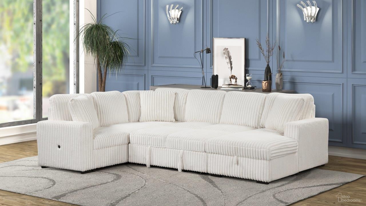 The appearance of Grande Sectional Sofa with USB-C and Storage Function Made with wood In White designed by Galaxy Home Furnishings in the modern / contemporary interior design. This white piece of furniture was selected by 1StopBedrooms from Grande Collection to add a touch of cosiness and style into your home. Sku: 601955556033-1;601955556033-2;601955556033-3. Material: Wood.