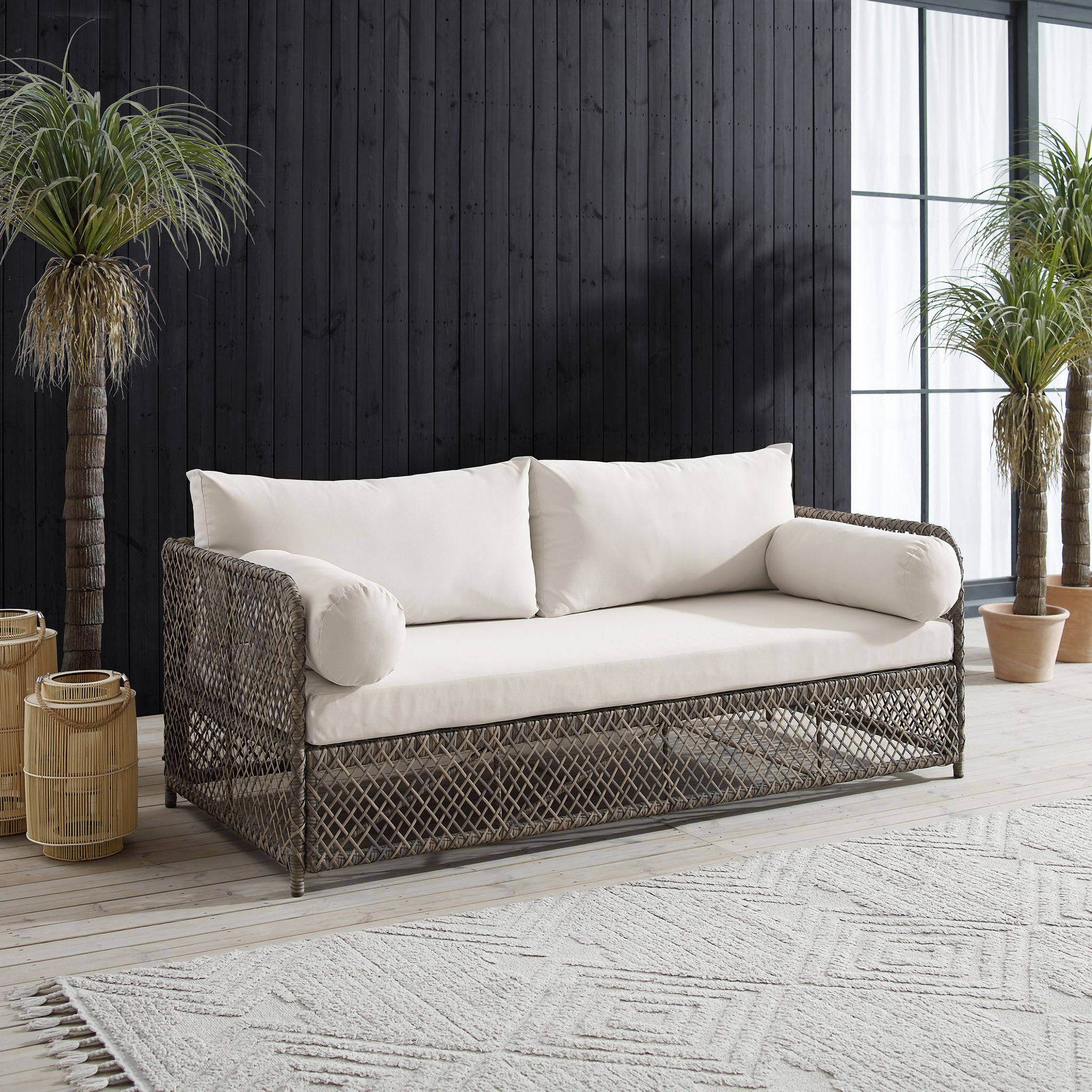 The appearance of Granite Bay Wicker Outdoor Sofa In Creme and Stone designed by Crosley Brands in the modern / contemporary interior design. This creme piece of furniture was selected by 1StopBedrooms from Granite Bay Collection to add a touch of cosiness and style into your home. Sku: CO6280ST-CR-1OF2;CO6280ST-CR-2OF2. Material: Foam.