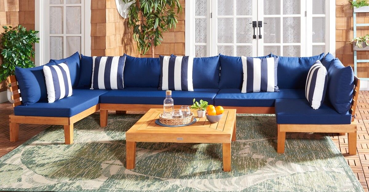 The appearance of Granton 5 Pc Living Set in Navy designed by Safavieh in the modern / contemporary interior design. This navy piece of furniture was selected by 1StopBedrooms from Granton Collection to add a touch of cosiness and style into your home. Sku: PAT7054D-4BX. Material: Wood.
