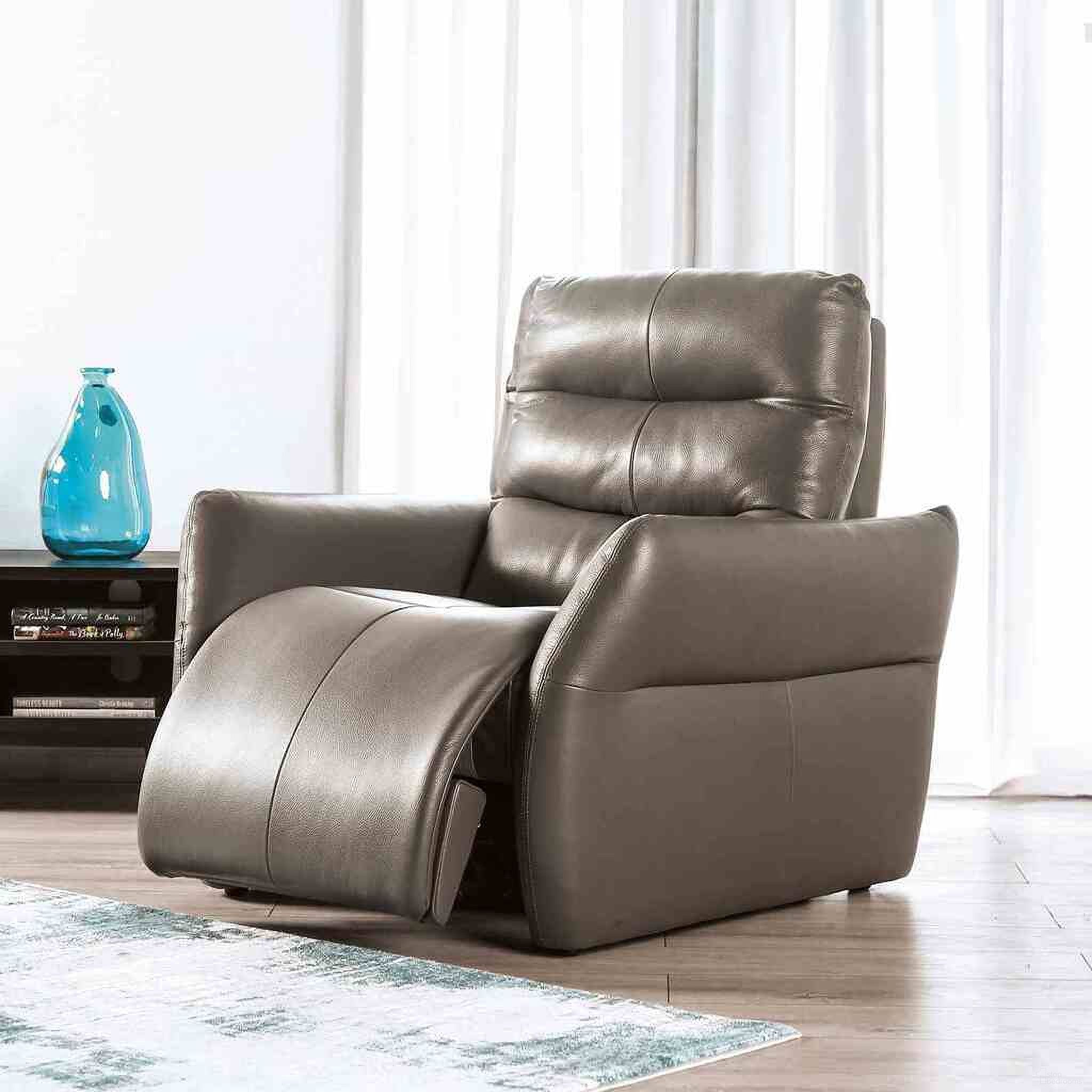 The appearance of Granucci Power Recliner In Gray designed by Furniture of America in the transitional interior design. This gray piece of furniture  was selected by 1StopBedrooms from Granucci Collection to add a touch of cosiness and style into your home. Sku: FM90007GY-CH-PM. Material: Leather.