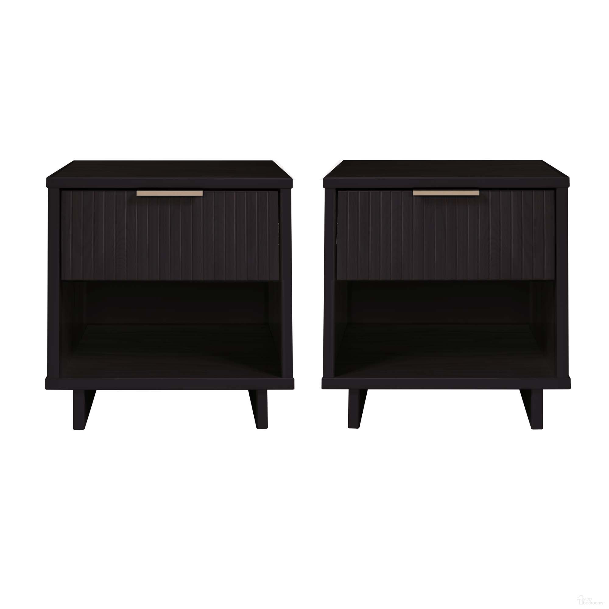 The appearance of Granville Nightstand with 1 Drawer Set of 2 In Black designed by Manhattan Comfort in the modern / contemporary interior design. This black piece of furniture was selected by 1StopBedrooms from Granville Collection to add a touch of cosiness and style into your home. Sku: NS-5002;NS-5002. Material: Wood.