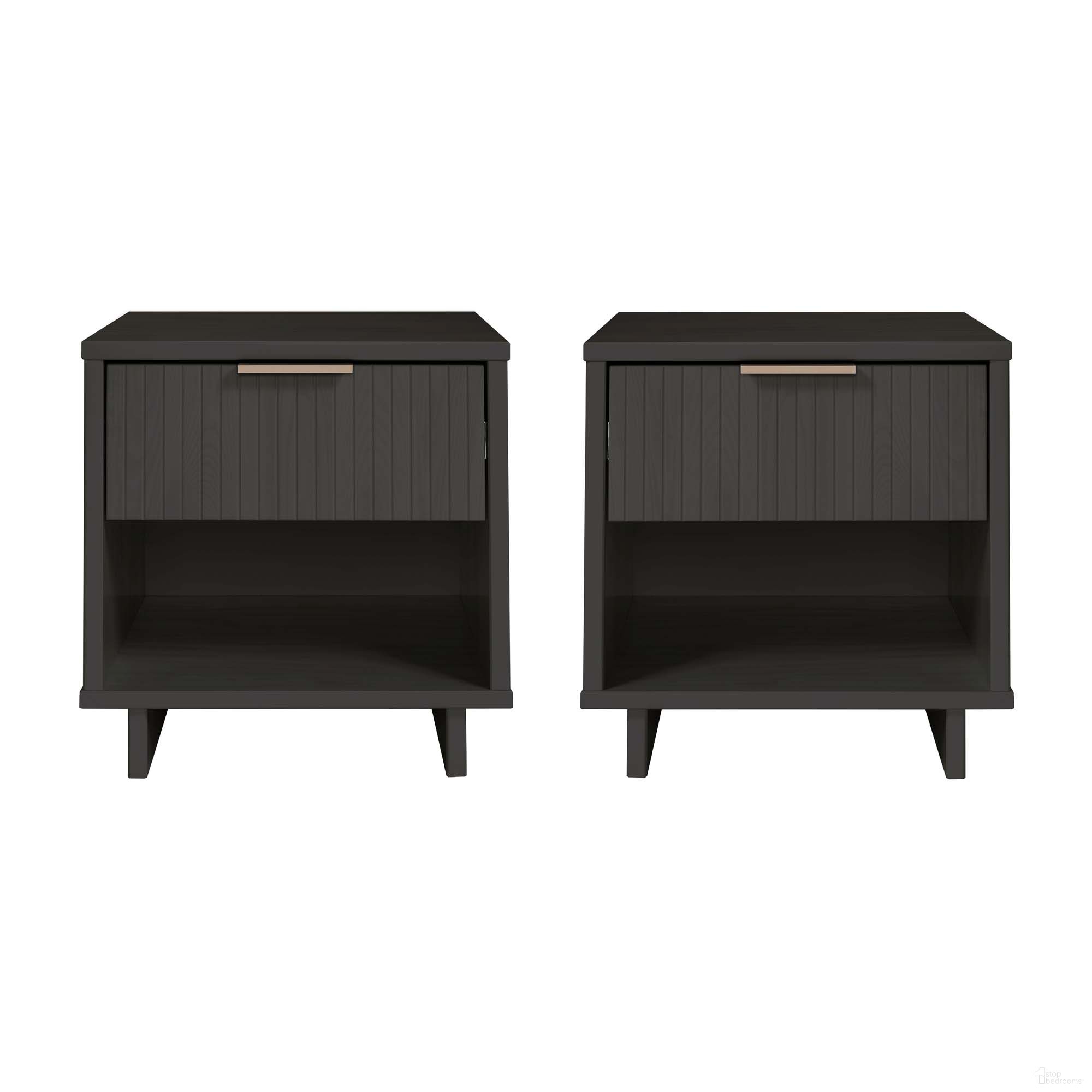 The appearance of Granville Nightstand with 1 Drawer Set of 2 In Dark Grey designed by Manhattan Comfort in the modern / contemporary interior design. This dark grey piece of furniture was selected by 1StopBedrooms from Granville Collection to add a touch of cosiness and style into your home. Sku: NS-5005;NS-5005. Material: Wood.