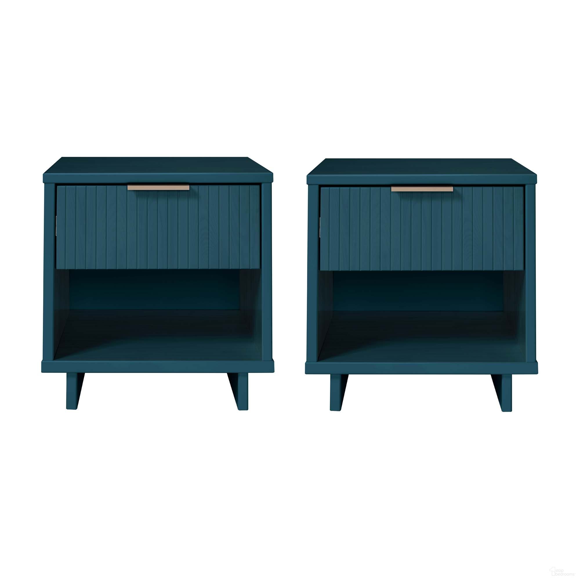 The appearance of Granville Nightstand with 1 Drawer Set of 2 In Midnight Blue designed by Manhattan Comfort in the modern / contemporary interior design. This midnight blue piece of furniture was selected by 1StopBedrooms from Granville Collection to add a touch of cosiness and style into your home. Sku: NS-5004;NS-5004. Material: Wood.