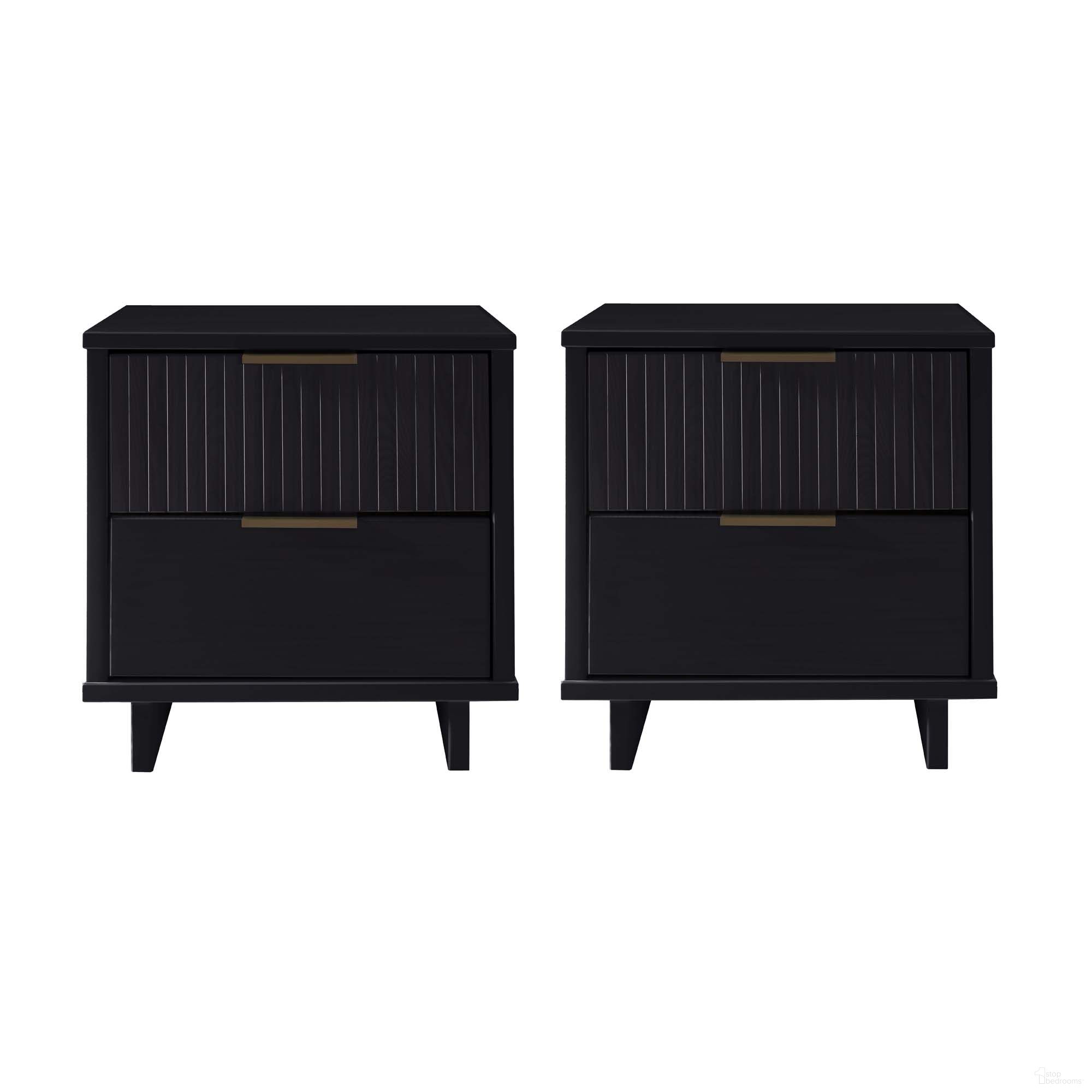 The appearance of Granville Nightstand with 2 Drawer Set of 2 In Black designed by Manhattan Comfort in the modern / contemporary interior design. This black piece of furniture  was selected by 1StopBedrooms from Granville Collection to add a touch of cosiness and style into your home. Sku: NS-5012;NS-5012. Material: Wood.