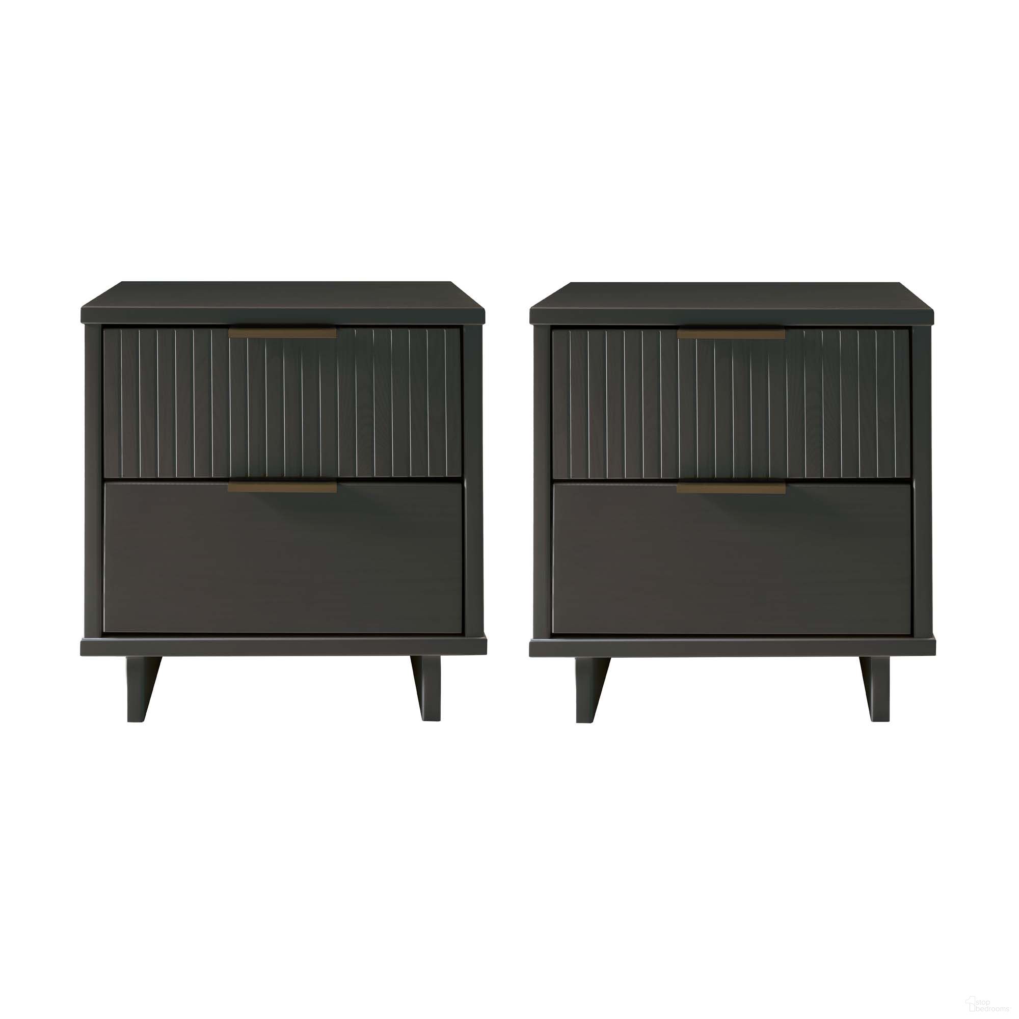 The appearance of Granville Nightstand with 2 Drawer Set of 2 In Dark Grey designed by Manhattan Comfort in the modern / contemporary interior design. This dark grey piece of furniture was selected by 1StopBedrooms from Granville Collection to add a touch of cosiness and style into your home. Sku: NS-5015;NS-5015. Material: Wood.
