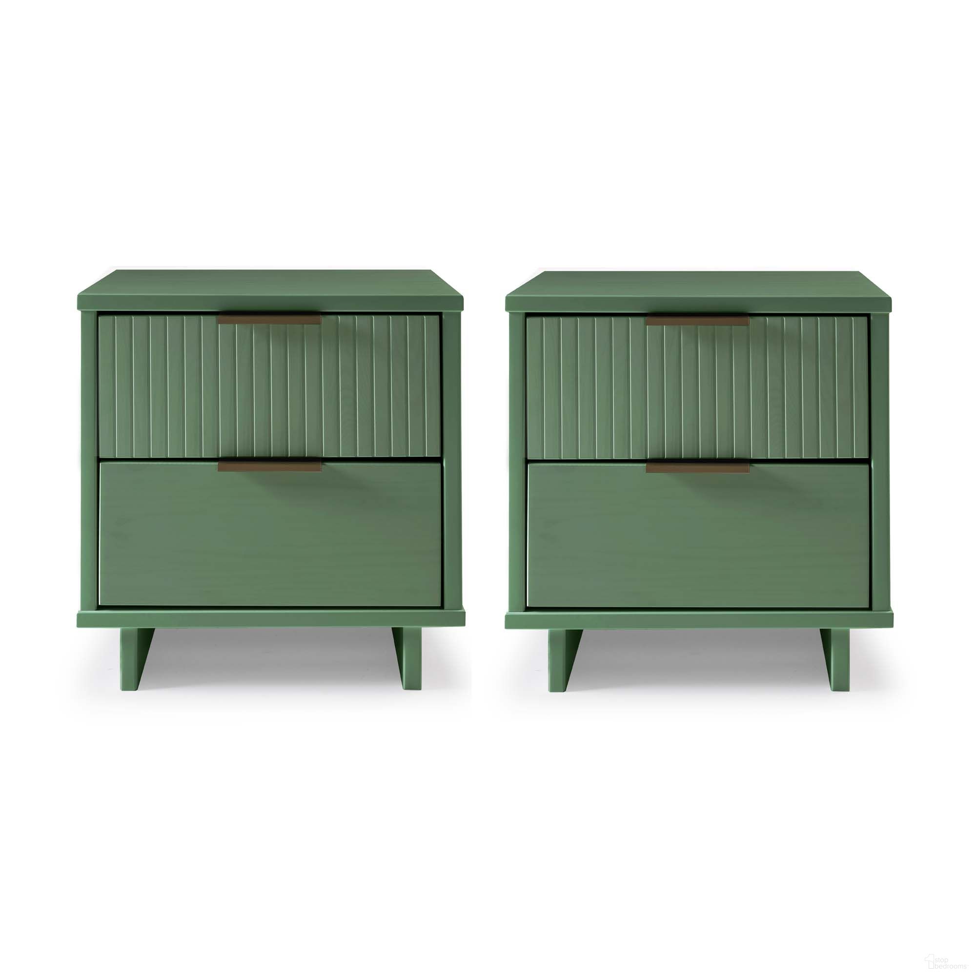 The appearance of Granville Nightstand with 2 Drawer Set of 2 In Sage Green designed by Manhattan Comfort in the modern / contemporary interior design. This sage green piece of furniture was selected by 1StopBedrooms from Granville Collection to add a touch of cosiness and style into your home. Sku: NS-5013;NS-5013. Material: Wood.