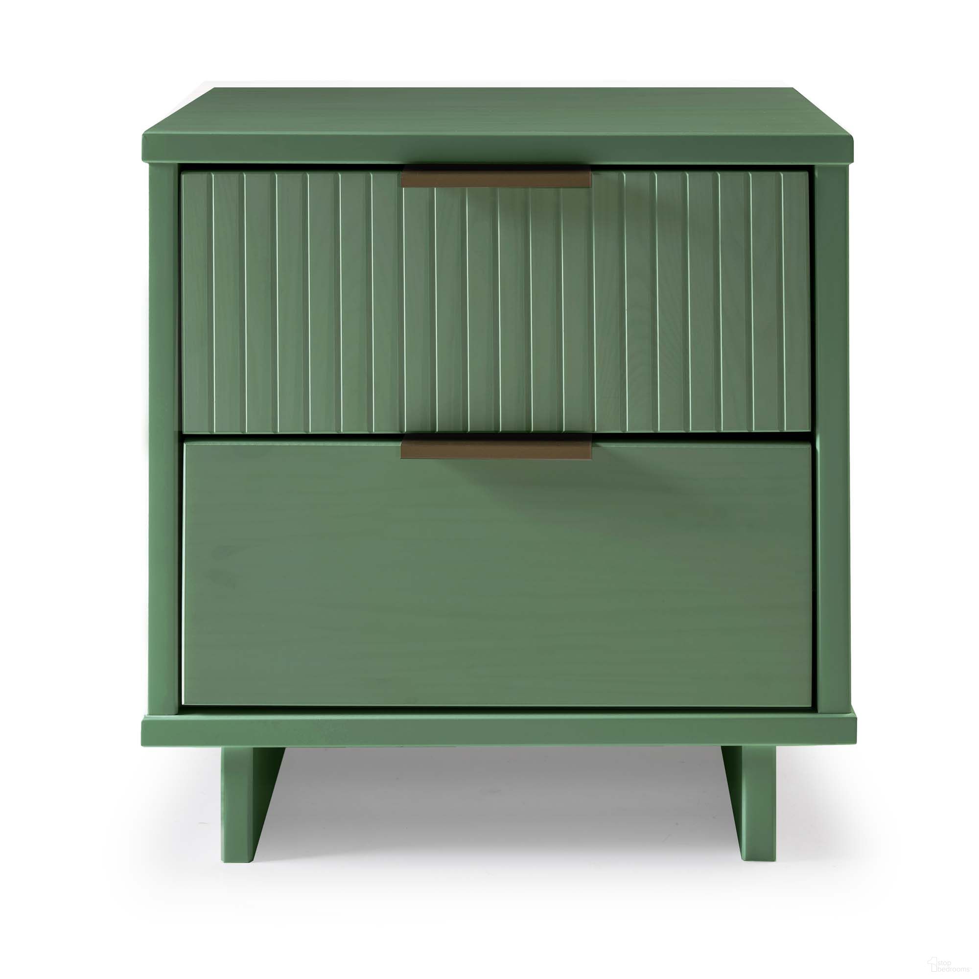 The appearance of Granville Nightstand with 2 Full Extension Drawer In Sage Green designed by Manhattan Comfort in the modern / contemporary interior design. This sage green piece of furniture was selected by 1StopBedrooms from Granville Collection to add a touch of cosiness and style into your home. Sku: NS-5013. Material: Wood.