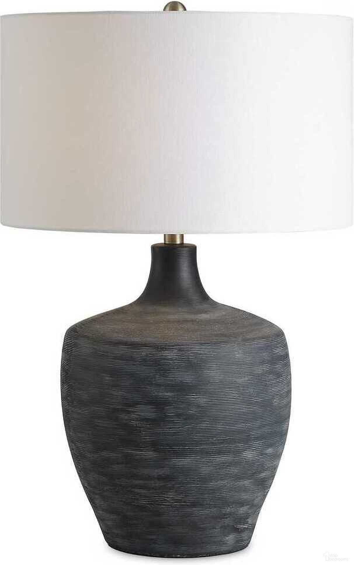 Graphite Ribbed Table Lamp In Black