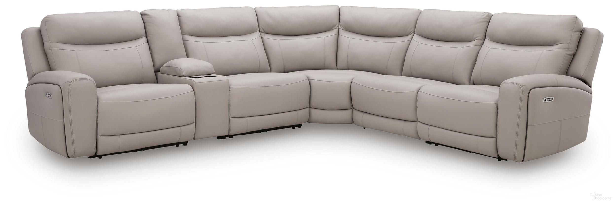 Gravier 6-Piece Power Reclining Sectional with Storage Console In Gray