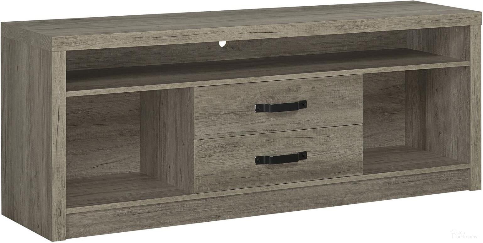 The appearance of Burke 2-drawer TV Console Grey Driftwood designed by Coaster in the transitional interior design. This grey driftwood piece of furniture was selected by 1StopBedrooms from Burke Collection to add a touch of cosiness and style into your home. Sku: 701024. Material: Wood.