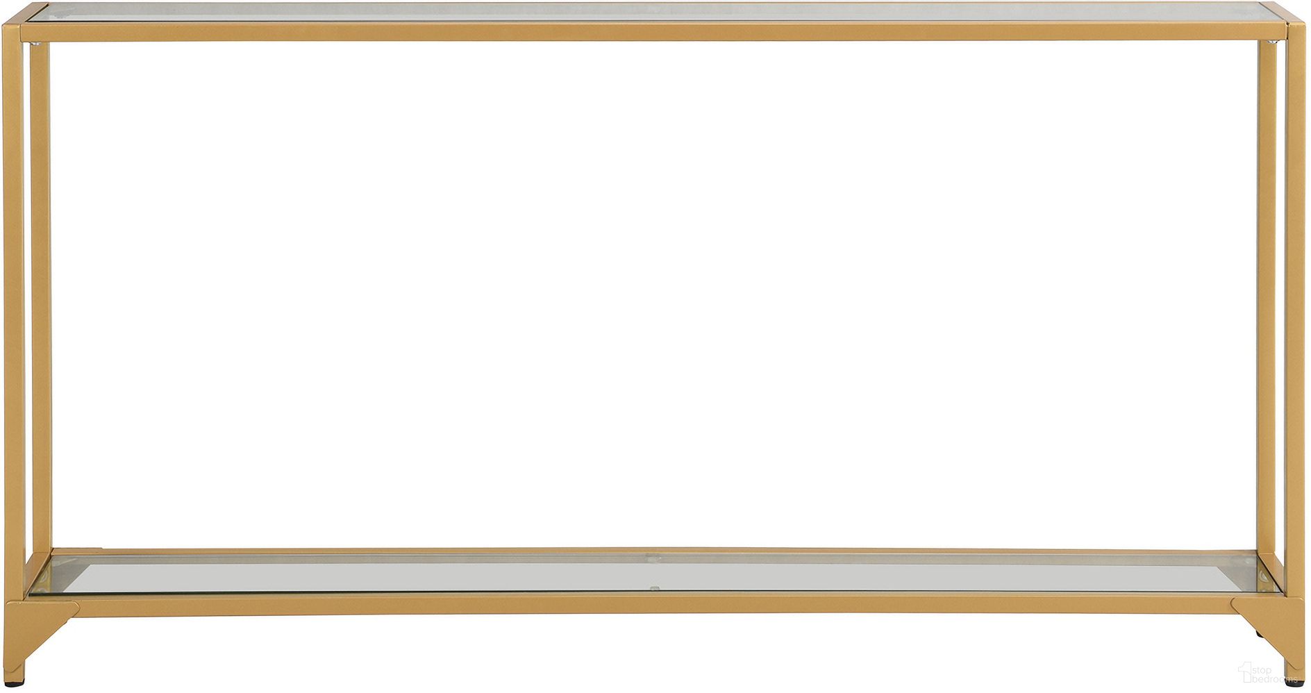 The appearance of Graydon Slim Console Table In Clear and Gold designed by Carolina Living in the modern / contemporary interior design. This clear/gold piece of furniture  was selected by 1StopBedrooms from Graydon Collection to add a touch of cosiness and style into your home. Sku: CL5608G-GLD. Material: Tempered Glass.