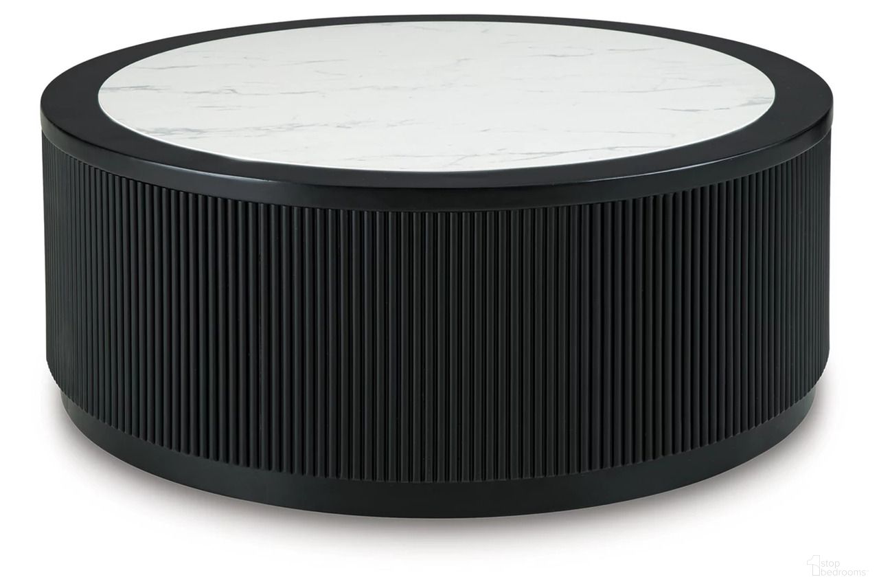 The appearance of Grayman Coffee Table In Black designed by Signature Design by Ashley in the transitional interior design. This black piece of furniture  was selected by 1StopBedrooms from Grayman Collection to add a touch of cosiness and style into your home. Sku: T650-8. Material: Wood.