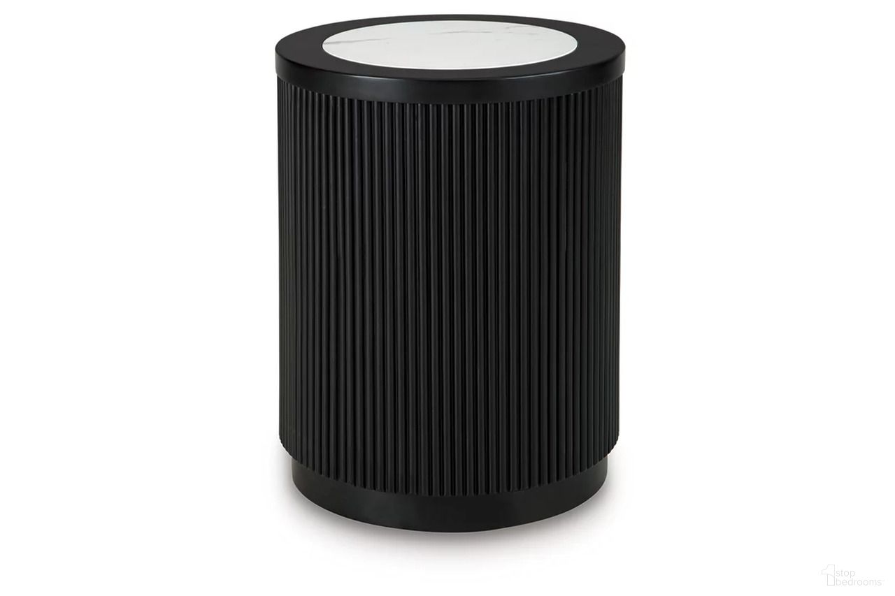 The appearance of Grayman End Table In Black designed by Signature Design by Ashley in the transitional interior design. This black piece of furniture  was selected by 1StopBedrooms from Grayman Collection to add a touch of cosiness and style into your home. Sku: T650-6. Material: Wood.