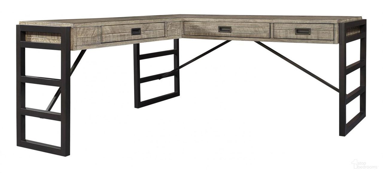 The appearance of Grayson L-Shaped Desk In Grey designed by Aspenhome in the rustic / southwestern interior design. This grey piece of furniture was selected by 1StopBedrooms from Grayson Collection to add a touch of cosiness and style into your home. Sku: I215-307;I215-308. Material: Wood.