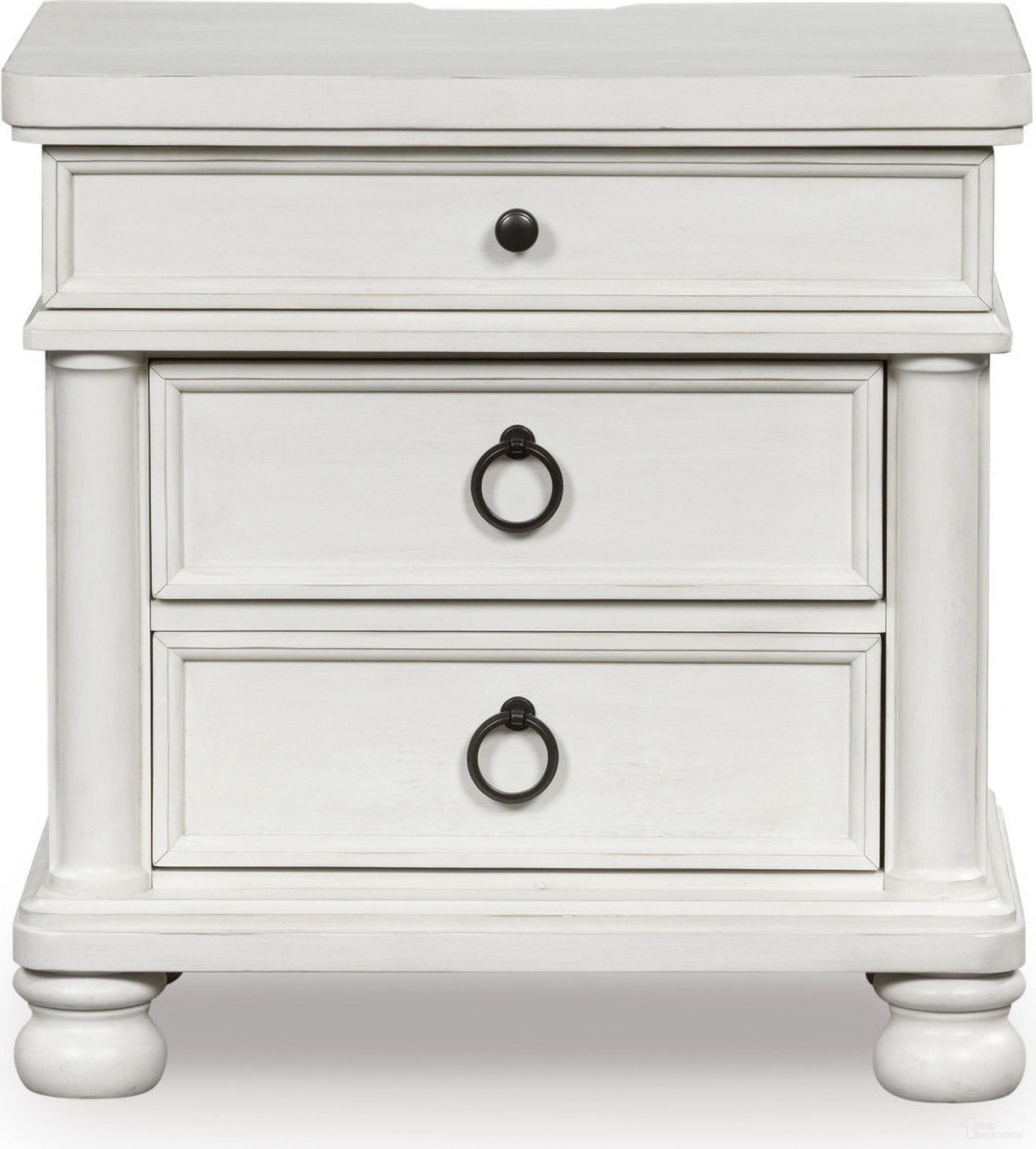 The appearance of Greddinton Nightstand In Antique White designed by Signature Design by Ashley in the traditional interior design. This antique white piece of furniture  was selected by 1StopBedrooms from Greddinton Collection to add a touch of cosiness and style into your home. Sku: NCB823-93. Material: Wood.