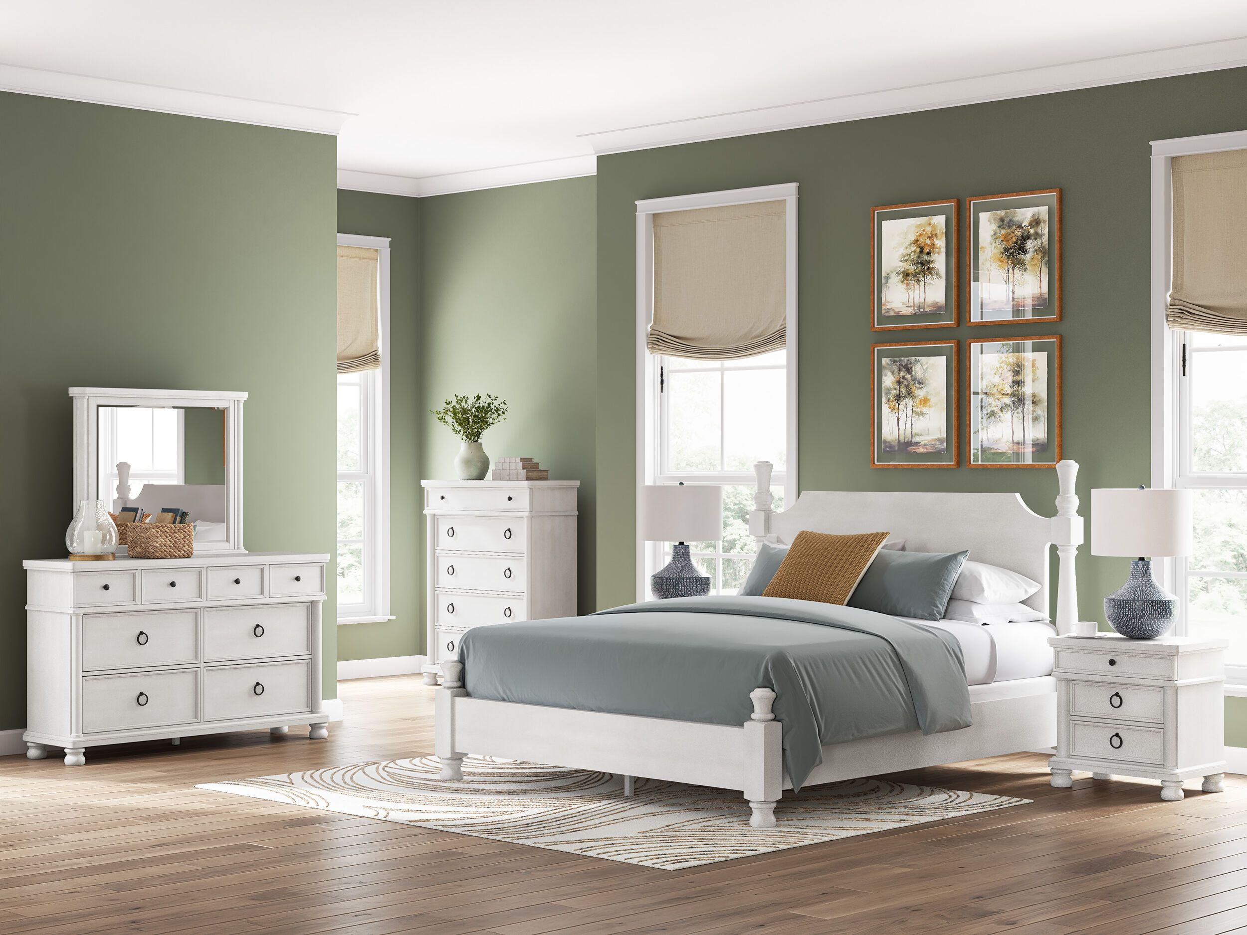 The appearance of Greddinton Poster Bedroom Set In Antique White designed by Signature Design by Ashley in the traditional interior design. This antique white piece of furniture was selected by 1StopBedrooms from Greddinton Collection to add a touch of cosiness and style into your home. Sku: NCB823-50;NCB823-81;NCB823-97;NCB823-93. Material: Wood. Bed Size: California King.