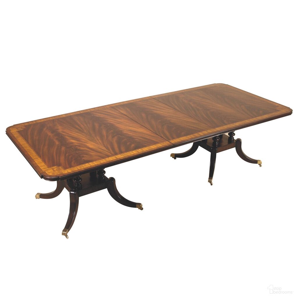 The appearance of Greek Key Dining Table In Brown designed by Maitland-Smith in the modern / contemporary interior design. This brown piece of furniture was selected by 1StopBedrooms from Maitland Smith Collection to add a touch of cosiness and style into your home. Sku: 8105-35-B;8105-35-T. Table Base Style: Double Pedestal. Table Top Shape: Rectangular. Material: Mahogany. Size: 48" x 111".