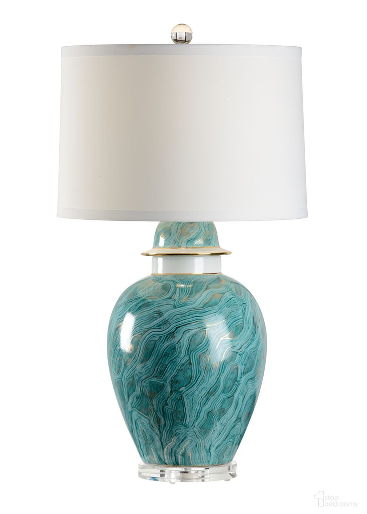 Green Marblized Lamp In Green and White