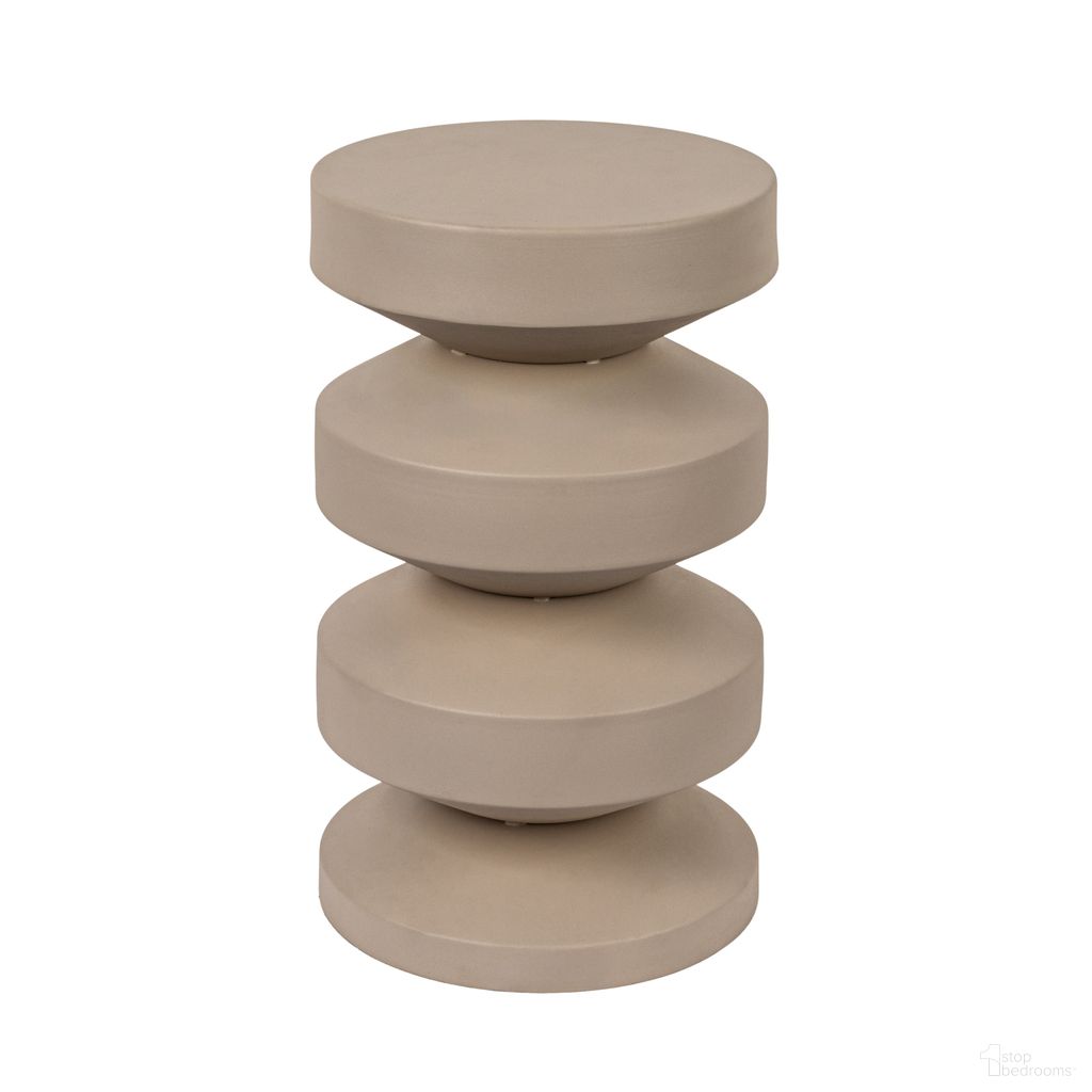 Greenpoint Stacked Disc Metal Accent Table In Beige