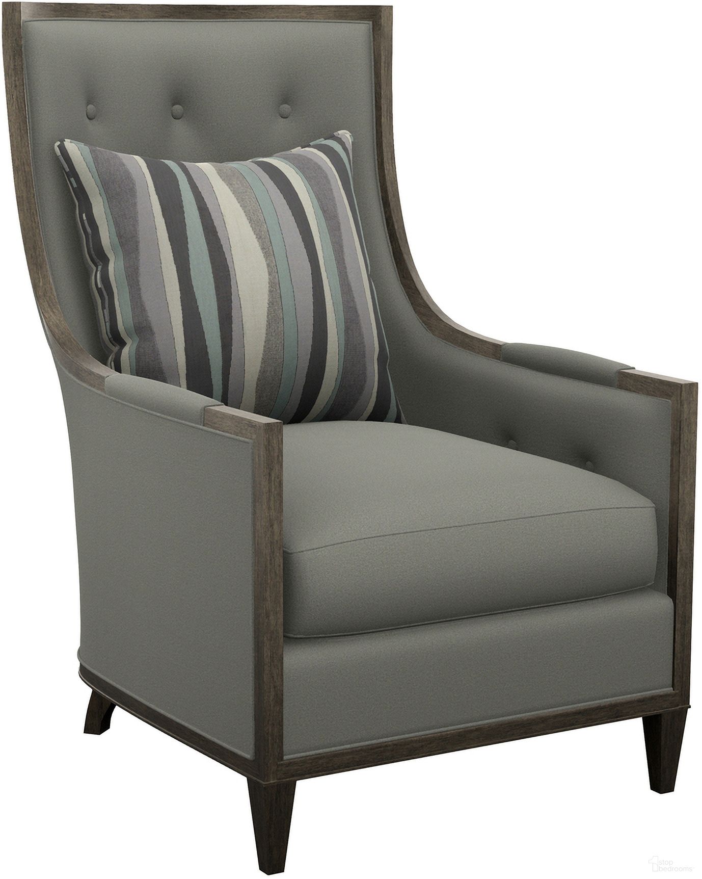The appearance of Featured Upholstery Greenwood Chair In Gray designed by Lexington in the transitional interior design. This gray piece of furniture was selected by 1StopBedrooms from Featured Upholstery Collection to add a touch of cosiness and style into your home. Sku: 1597-11-72. Material: Fabric.