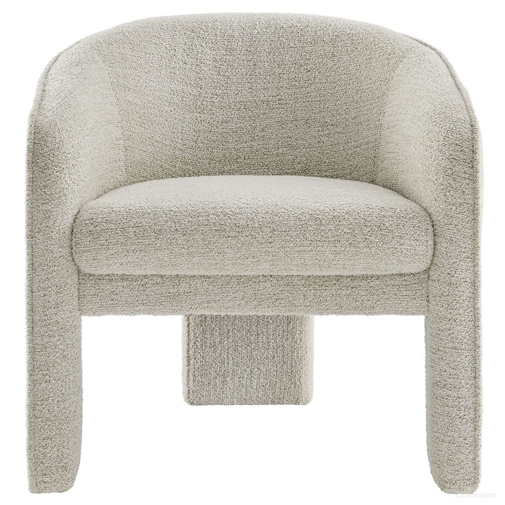 Greer Boucle Fabric Upholstered Accent Armchair In Parchment