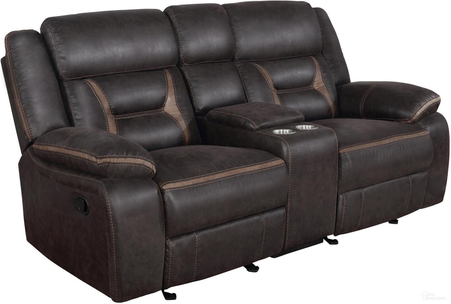 The appearance of Greer Transitional Upholstered Tufted Back Glider Loveseat designed by Coaster in the transitional interior design. This brown piece of furniture was selected by 1StopBedrooms from Greer Collection to add a touch of cosiness and style into your home. Sku: 651355. Material: Upholstered.