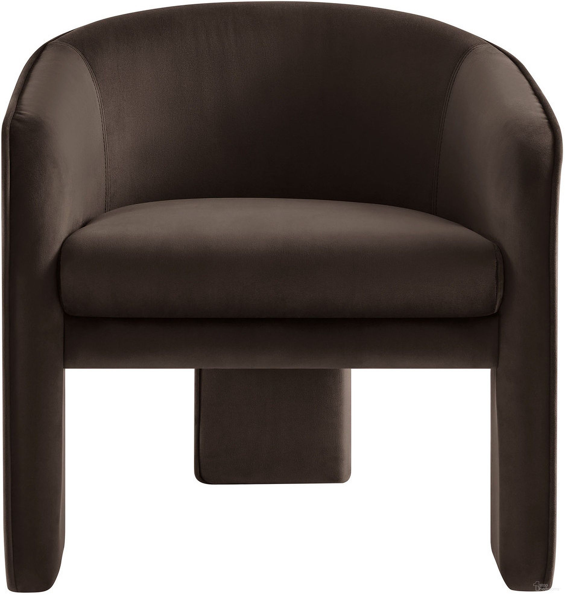 Greer Performance Velvet Upholstered Accent Armchair In Chocolate Brown