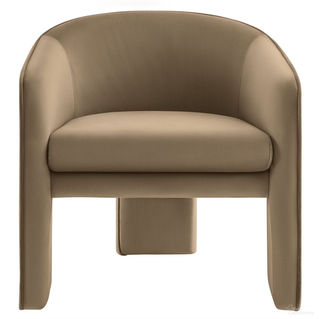 The appearance of Greer Performance Velvet Upholstered Accent Armchair In Taupe designed by Modway in the modern / contemporary interior design. This taupe piece of furniture  was selected by 1StopBedrooms from Greer Collection to add a touch of cosiness and style into your home. Sku: EEI-7102-TAU. Material: Velvet.