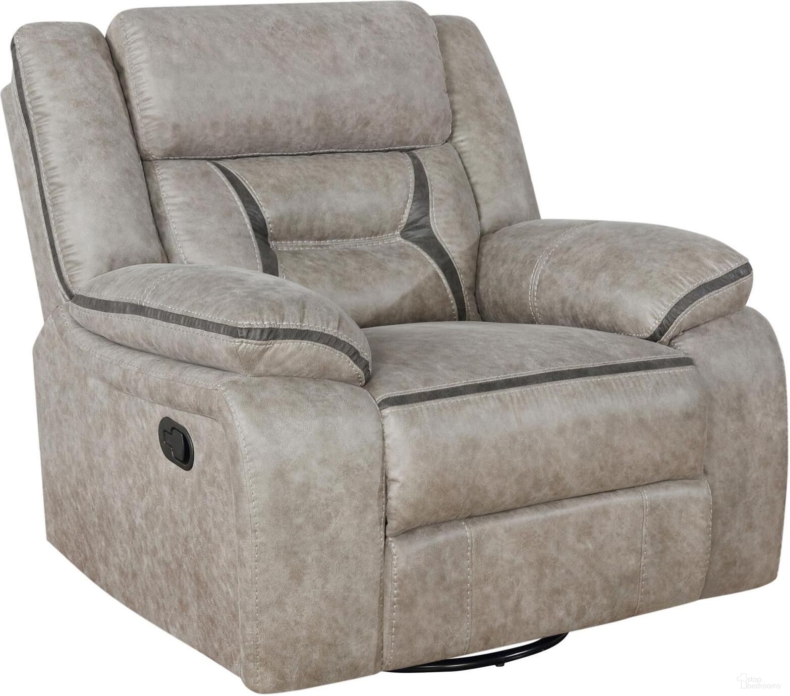 The appearance of Greer Upholstered Tufted Back Glider Recliner designed by Coaster in the transitional interior design. This taupe piece of furniture  was selected by 1StopBedrooms from Greer Collection to add a touch of cosiness and style into your home. Sku: 651353. Material: Upholstered.