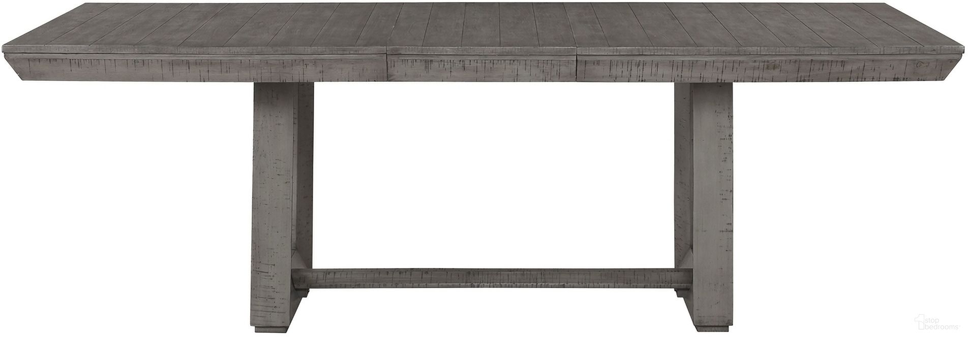 The appearance of Gresham Dining Table In Gray designed by Homelegance in the modern / contemporary interior design. This gray piece of furniture was selected by 1StopBedrooms from Gresham Collection to add a touch of cosiness and style into your home. Sku: 5760-90;5760-90B. Table Base Style: Trestle. Material: Wood. Table Top Shape: Rectangular. Size: 42" x 90".