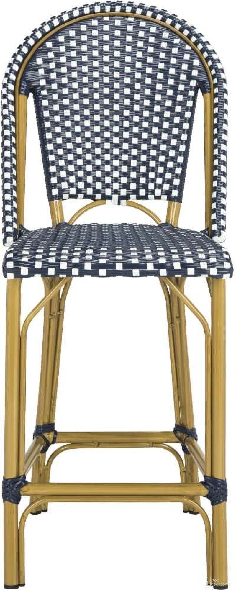 The appearance of Gresley Navy and White Indoor/Outdoor Stacking French Bistro Counter Stool designed by Safavieh in the transitional interior design. This white navy piece of furniture was selected by 1StopBedrooms from Gresley Collection to add a touch of cosiness and style into your home. Sku: PAT4019A. Material: Aluminium.