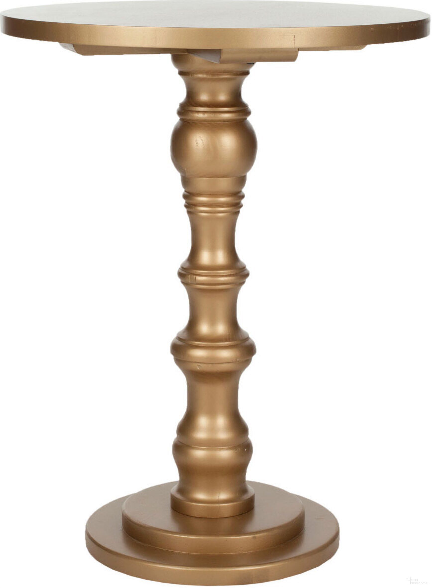 The appearance of Greta Gold Round Top Accent Table designed by Safavieh in the modern / contemporary interior design. This gold piece of furniture  was selected by 1StopBedrooms from Greta Collection to add a touch of cosiness and style into your home. Sku: AMH6603D. Material: Wood.