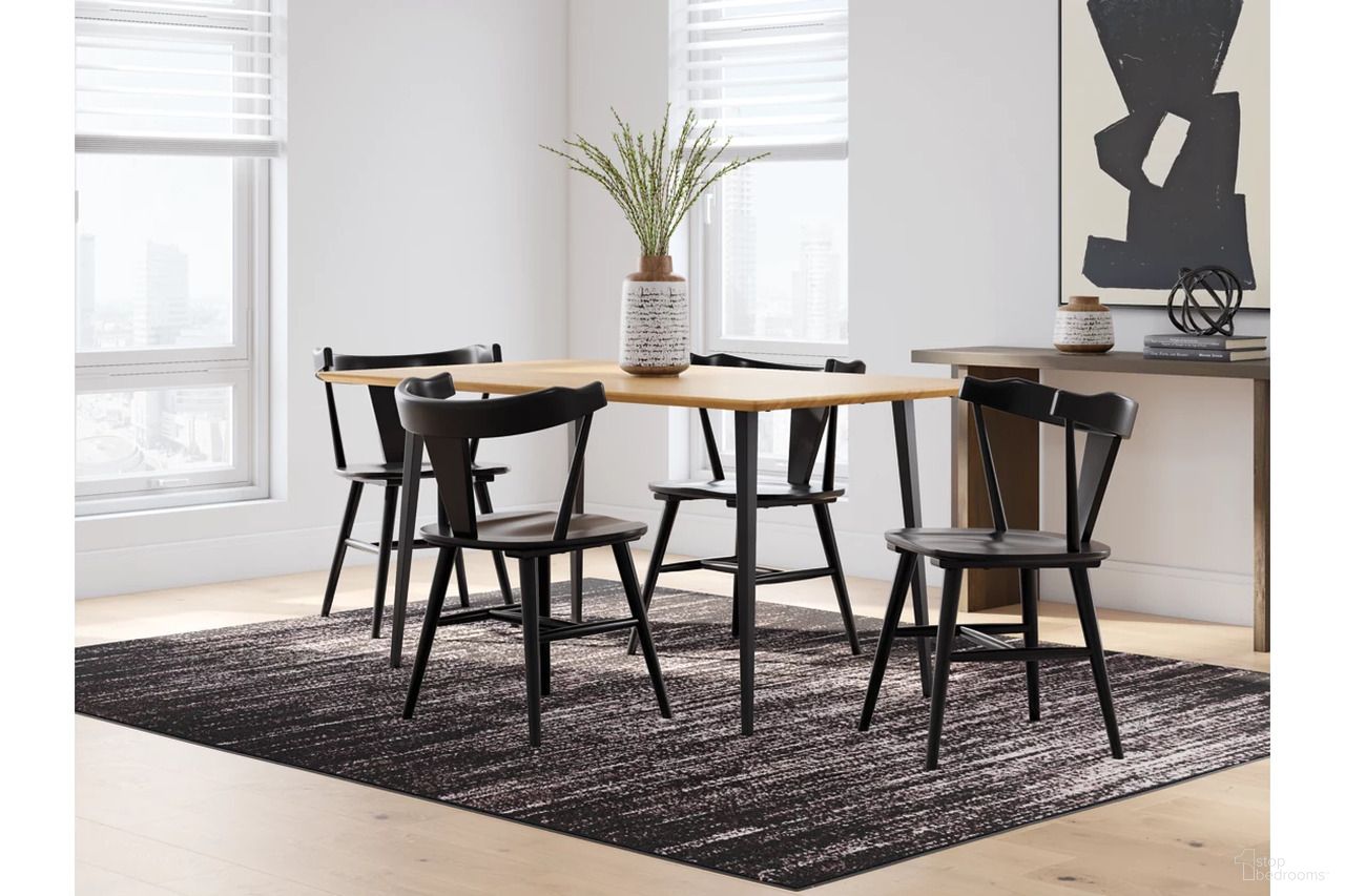 The appearance of Gretlynn 5-Piece Dining Room Set In Black and Natural designed by Signature Design by Ashley in the transitional interior design. This black and natural piece of furniture was selected by 1StopBedrooms from Gretlynn Collection to add a touch of cosiness and style into your home. Sku: D501-25;D501-02;D501-02. Table Base Style: Legs. Material: Wood.