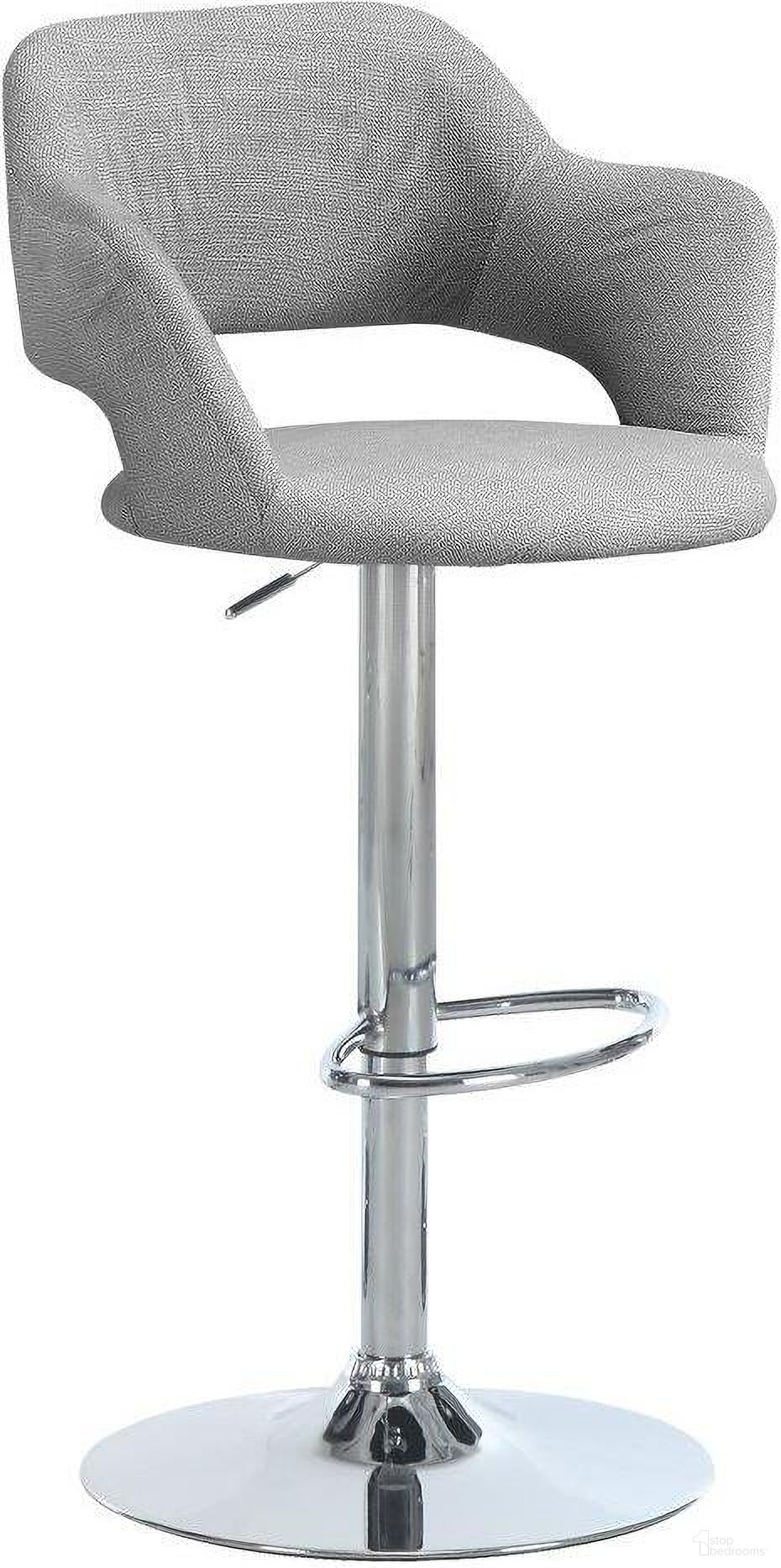 Grey Barstool In Chrome Metal With Hydraulic Lift