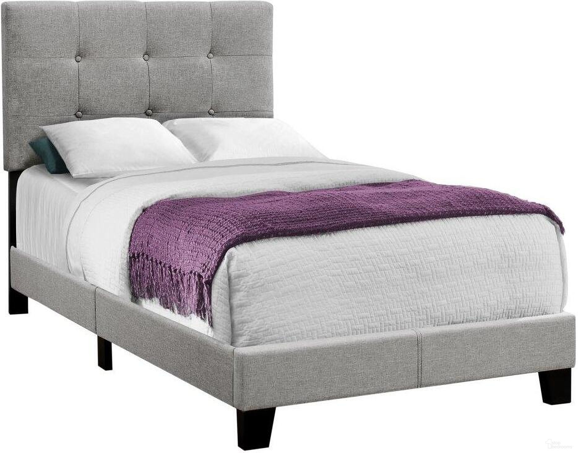 The appearance of Grey Linen Twin Size Bed designed by Monarch Specialties in the modern / contemporary interior design. This grey piece of furniture was selected by 1StopBedrooms from to add a touch of cosiness and style into your home. Sku: I 5920T. Bed Type: Panel Bed. Material: Wood. Bed Size: Twin.