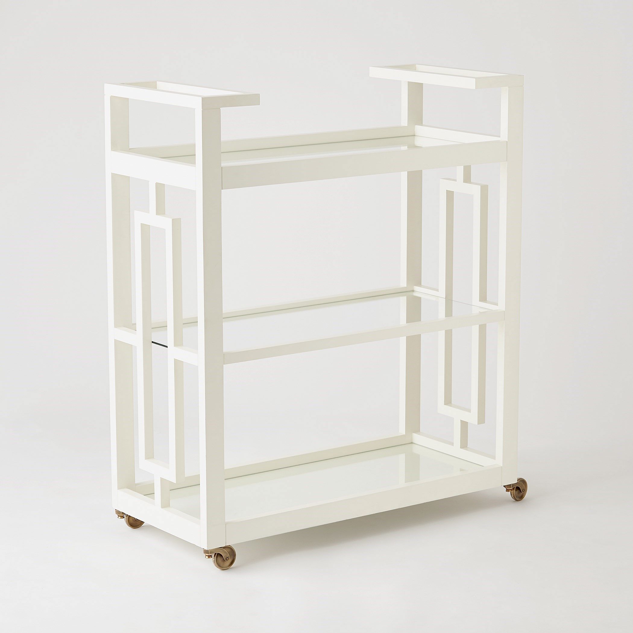 Grid Block Bar Cart In White