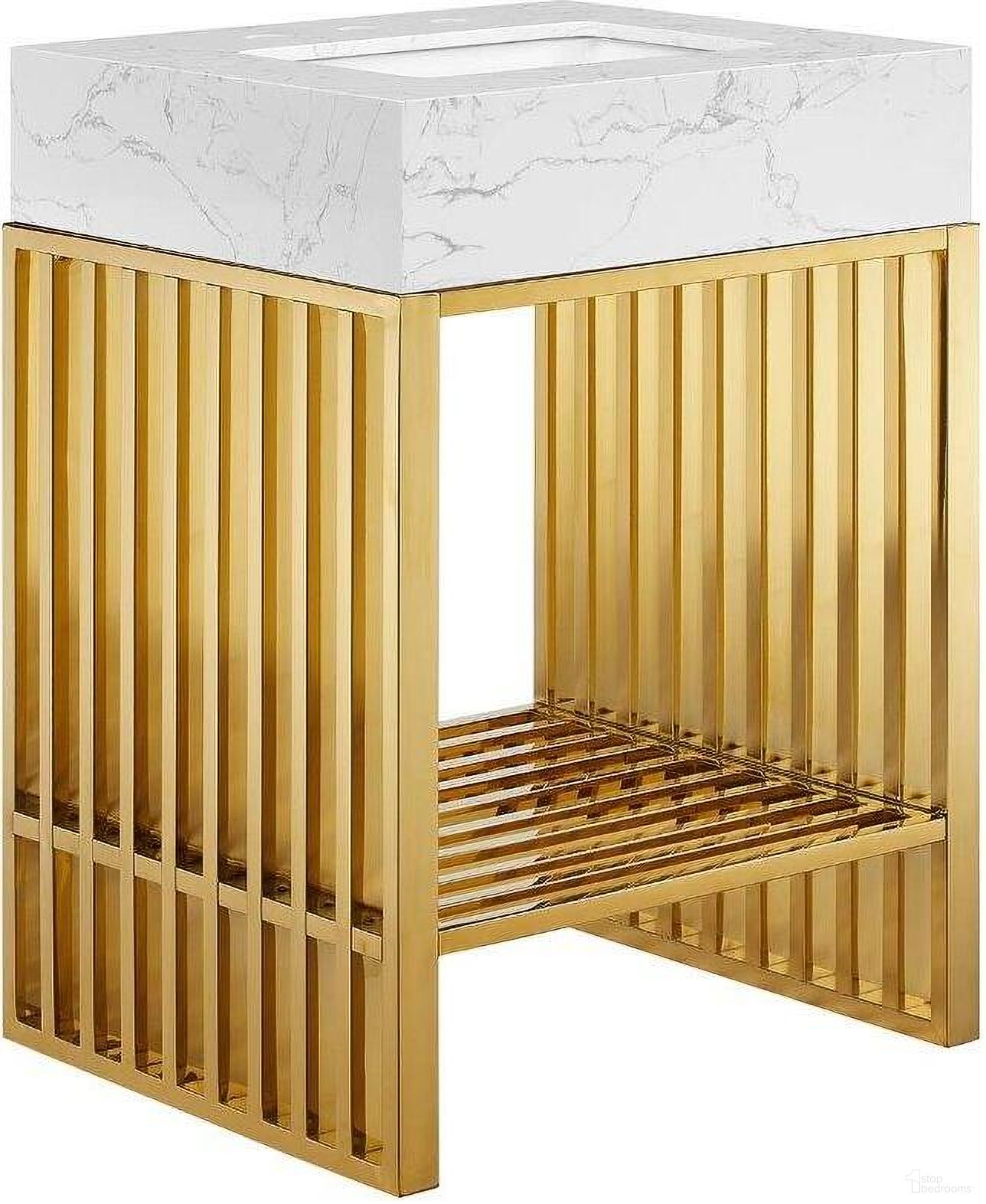 The appearance of Gridiron 24 Inch Bathroom Vanity In White Gold designed by Modway in the modern / contemporary interior design. This white gold piece of furniture  was selected by 1StopBedrooms from Gridiron Collection to add a touch of cosiness and style into your home. Sku: EEI-6083-WHI;EEI-6085-GLD. Material: Metal.