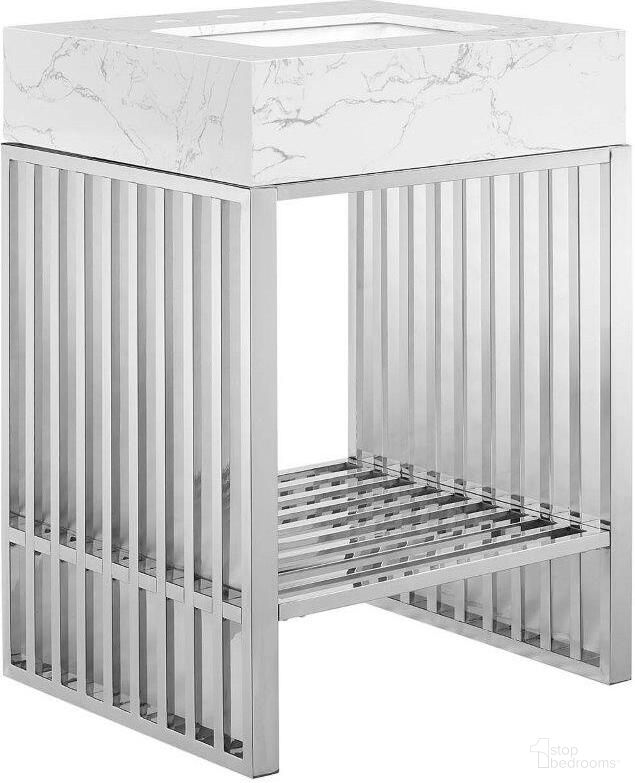 Gridiron 24 Inch Bathroom Vanity In White Silver