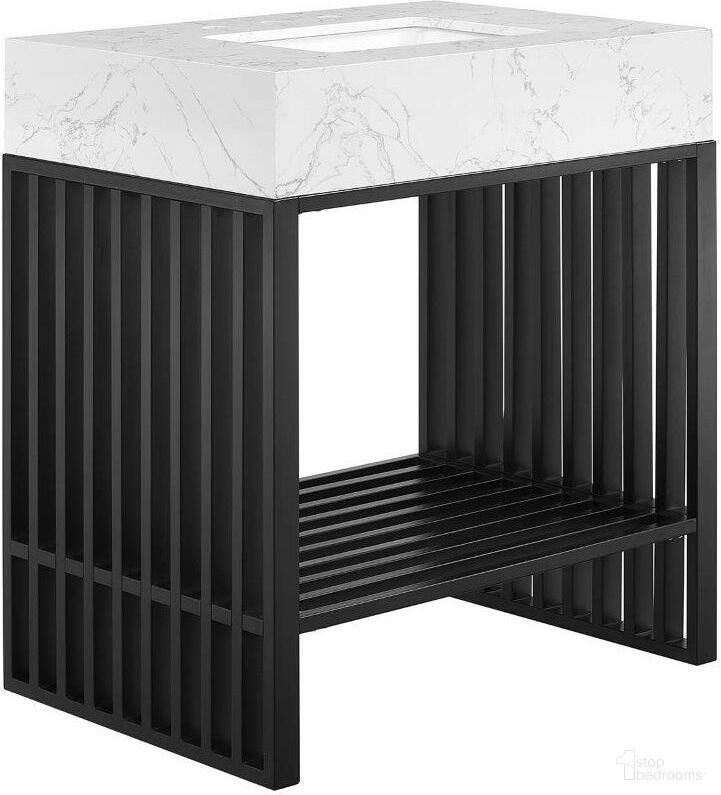 Gridiron 30 Inch Bathroom Vanity In White Black