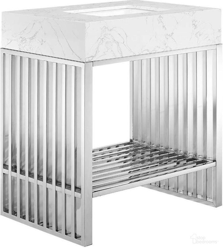Gridiron 30 Inch Bathroom Vanity In White Silver