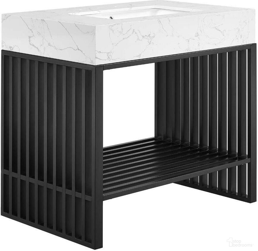 Gridiron 36 Inch Bathroom Vanity In White Black