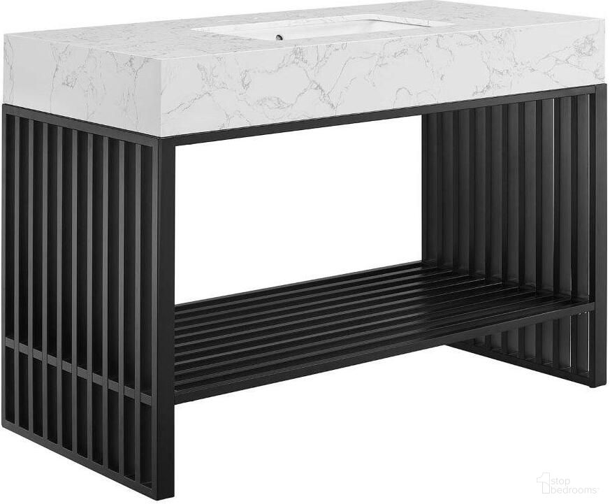 Gridiron 48 Inch Bathroom Vanity In White Black