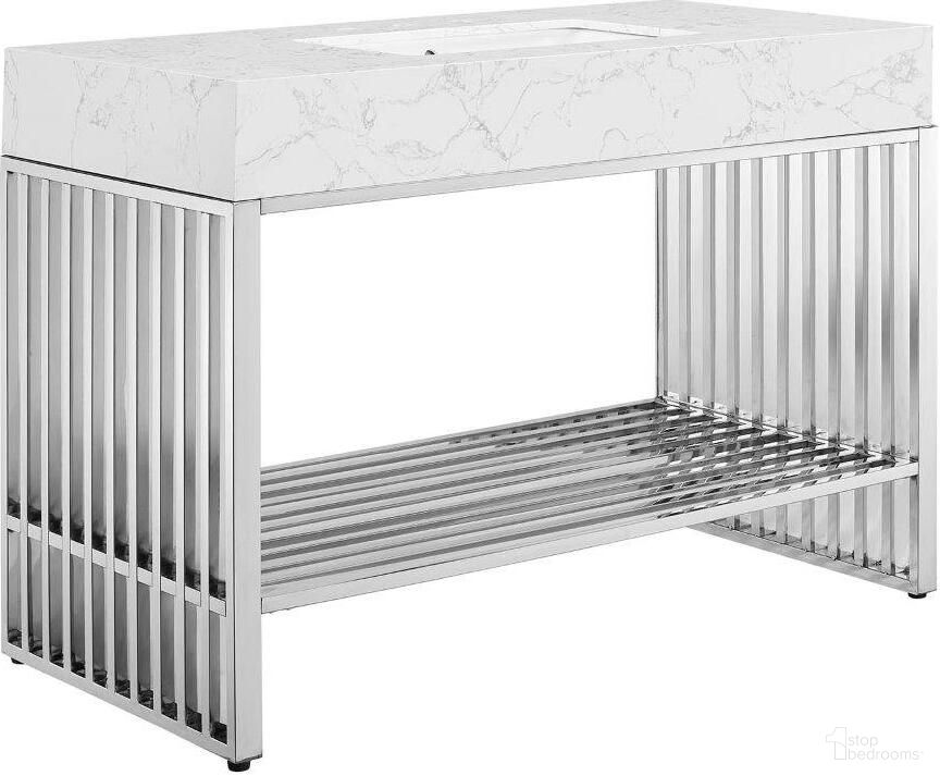 Gridiron Bathroom Vanity In White Silver