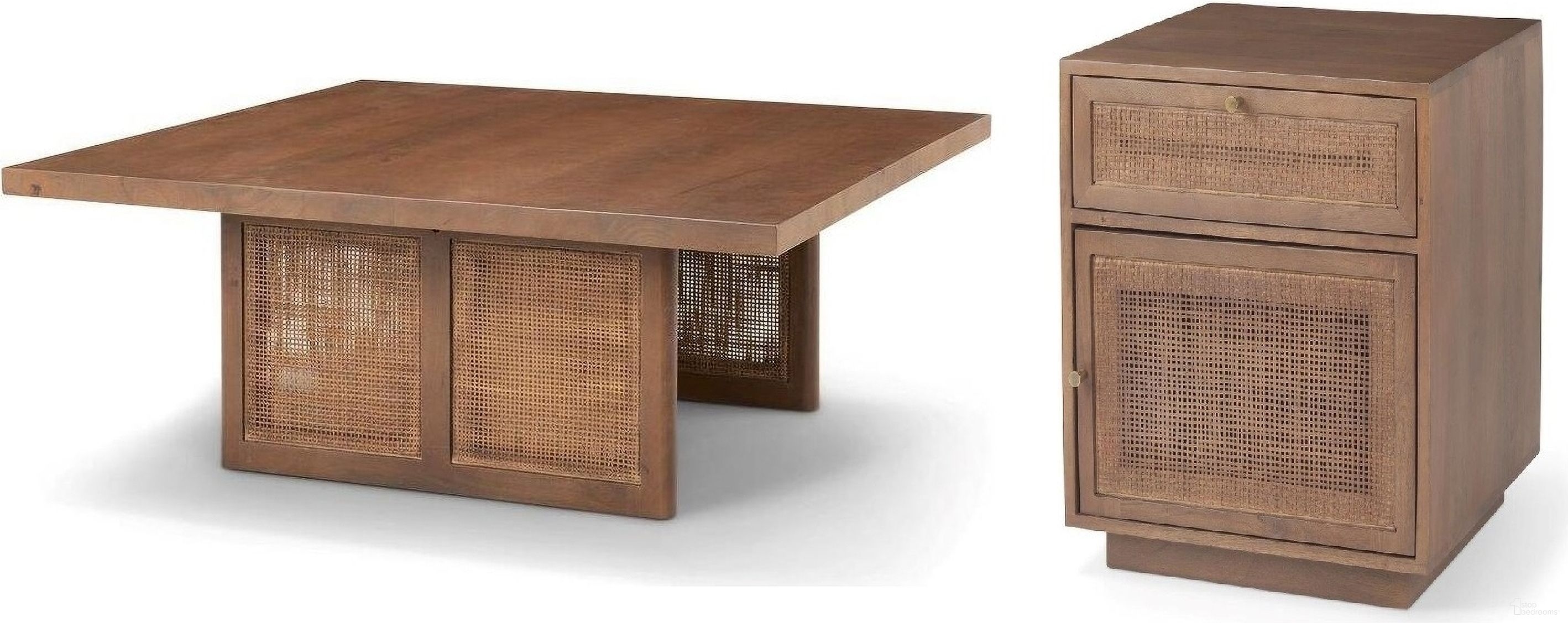 The appearance of Grier 42 Inch Square Occasional Table Set In Medium Brown designed by Mercana in the modern / contemporary interior design. This medium brown piece of furniture was selected by 1StopBedrooms from Grier Collection to add a touch of cosiness and style into your home. Sku: 69903;69934. Material: Wood.