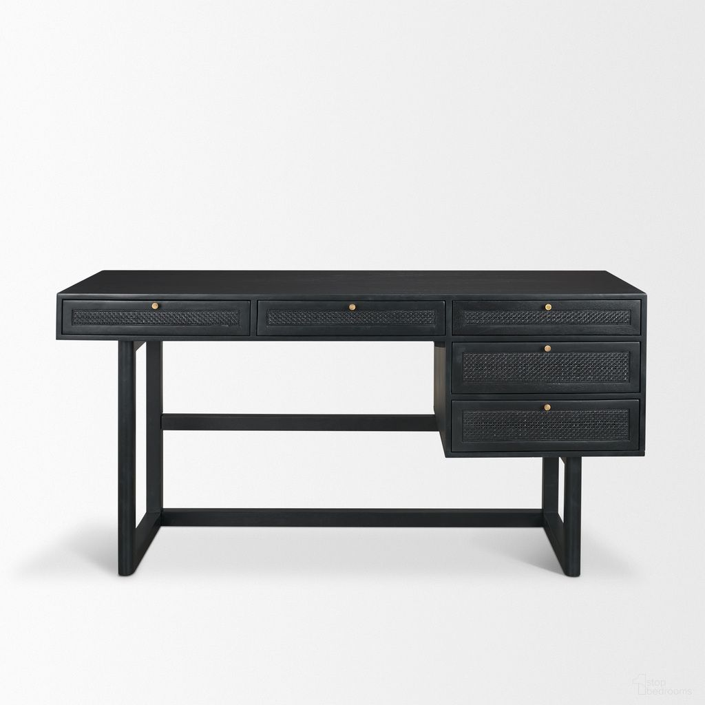 The appearance of Grier 60 Inch Solid Wood Office Desk with Cane In Black designed by Mercana in the modern / contemporary interior design. This black piece of furniture was selected by 1StopBedrooms from Grier Collection to add a touch of cosiness and style into your home. Sku: 71145. Material: Mango Wood.