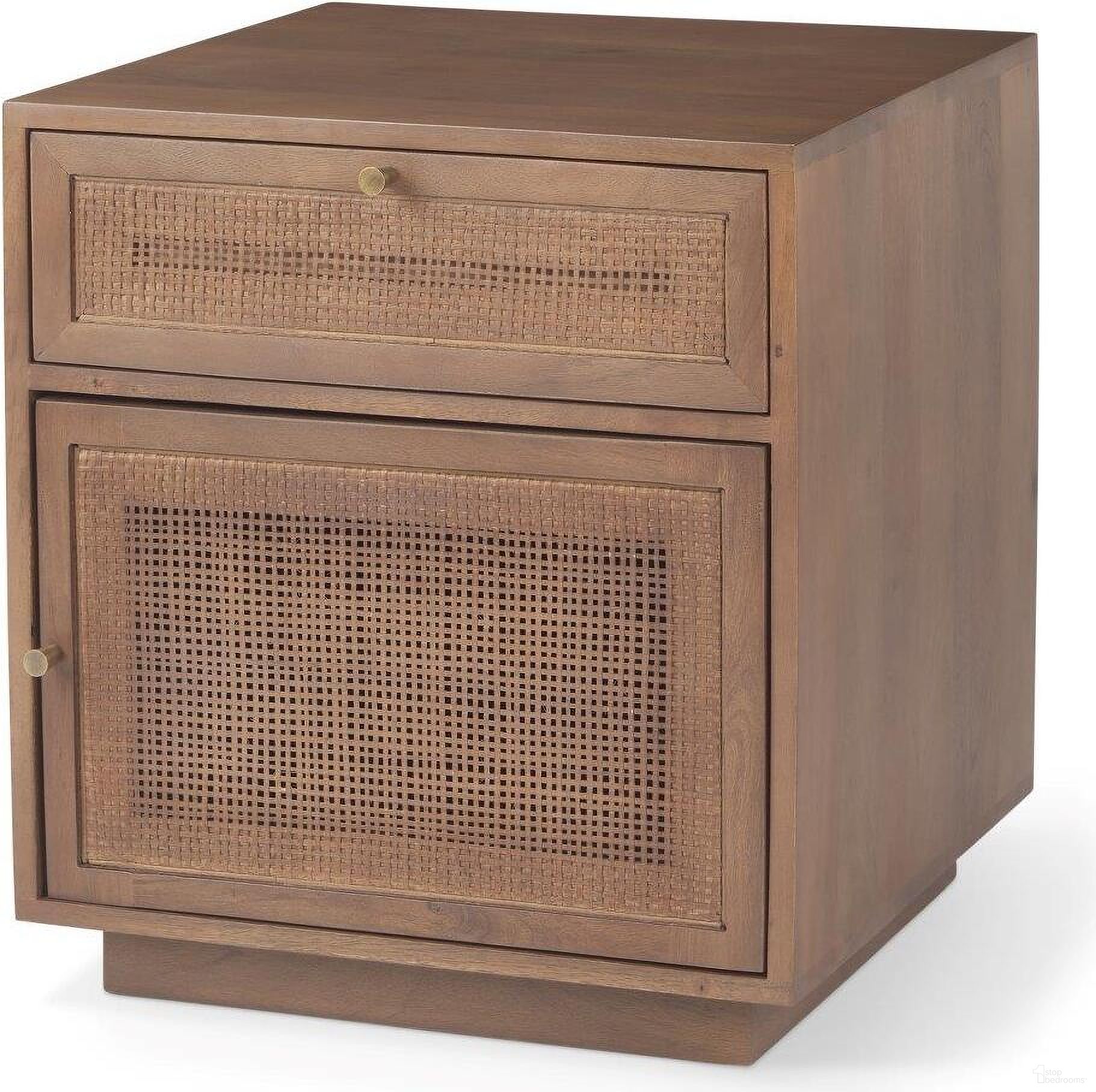 The appearance of Grier Medium Brown Wood With Cane Accent Table designed by Mercana in the modern / contemporary interior design. This medium brown piece of furniture was selected by 1StopBedrooms from Grier Collection to add a touch of cosiness and style into your home. Sku: 69934. Material: Wood.