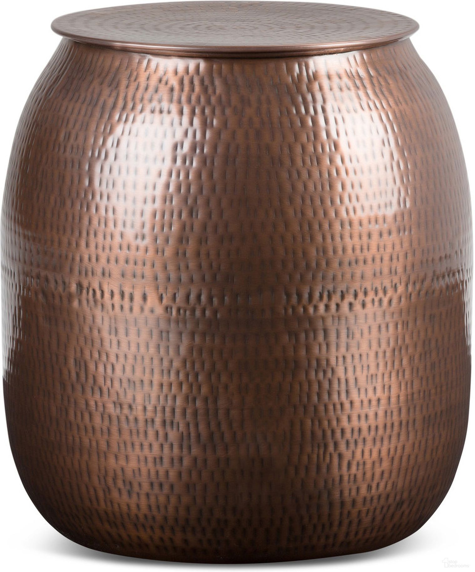 The appearance of Griffen Metal Storage Accent Table In Antique Copper designed by Simpli Home in the industrial interior design. This antique copper piece of furniture  was selected by 1StopBedrooms from Griffen Collection to add a touch of cosiness and style into your home. Sku: AXCMTBL-07. Material: Metal.