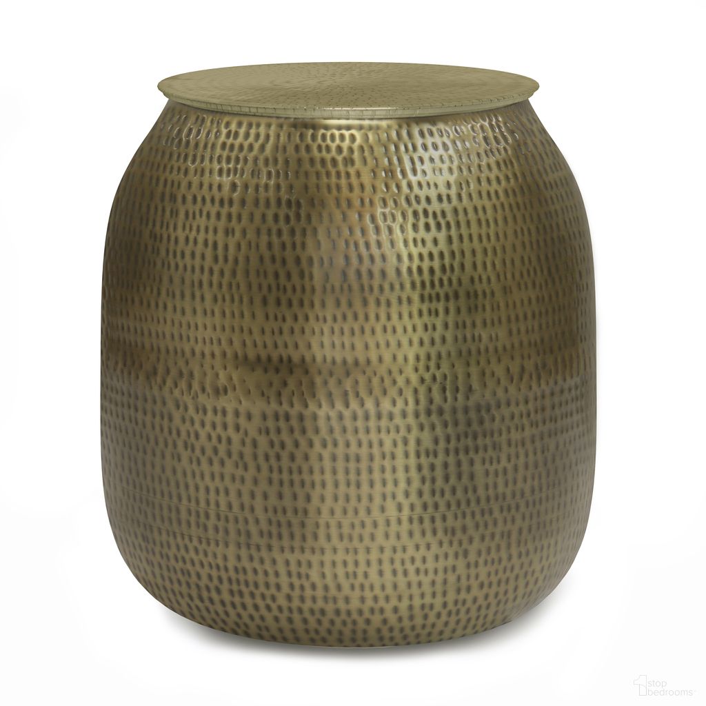 The appearance of Griffen Metal Storage Accent Table In Antique Gold designed by Simpli Home in the modern / contemporary interior design. This antique gold piece of furniture  was selected by 1StopBedrooms from Griffen Collection to add a touch of cosiness and style into your home. Sku: AXCMTBL-07-AG. Material: Metal.