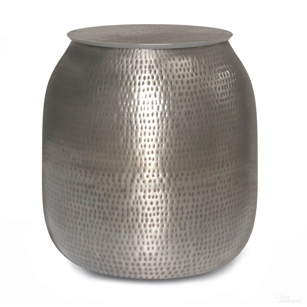 Griffen Metal Storage Accent Table In Antique Silver
