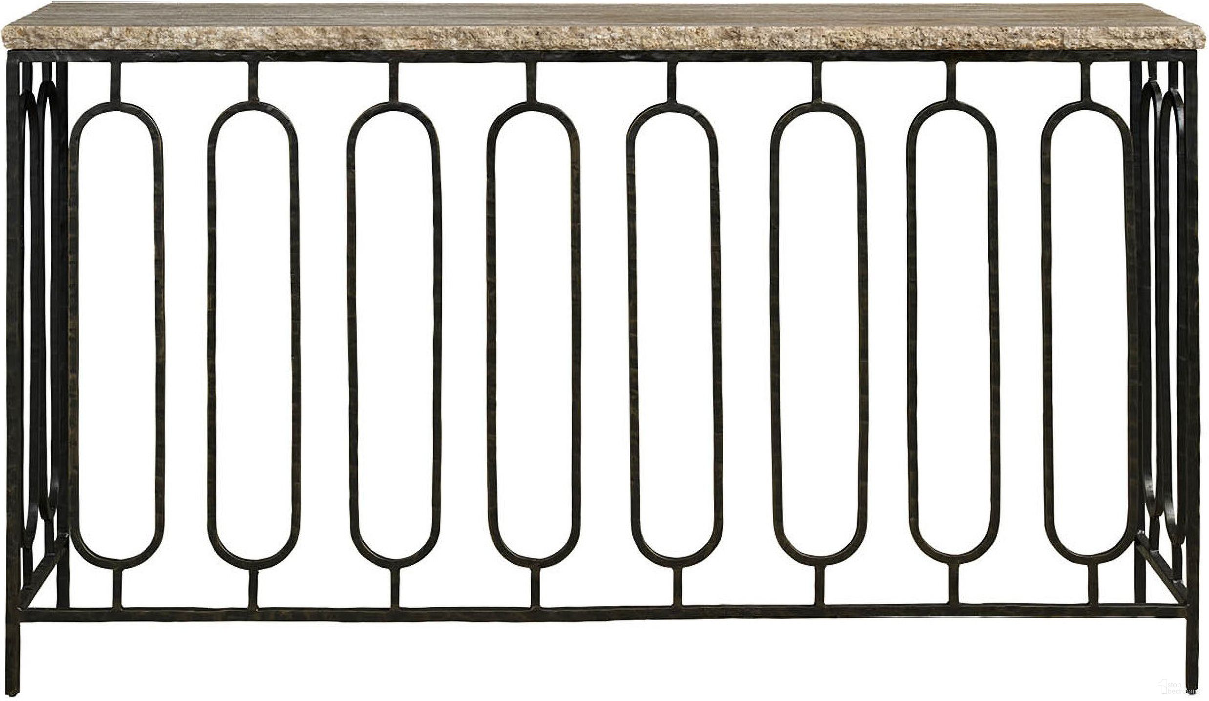 The appearance of Griffith Park Console In Gray Travertine designed by Universal in the modern / contemporary interior design. This gray travertine piece of furniture  was selected by 1StopBedrooms from Griffith Park Collection to add a touch of cosiness and style into your home. Sku: U400816. Material: Wood.